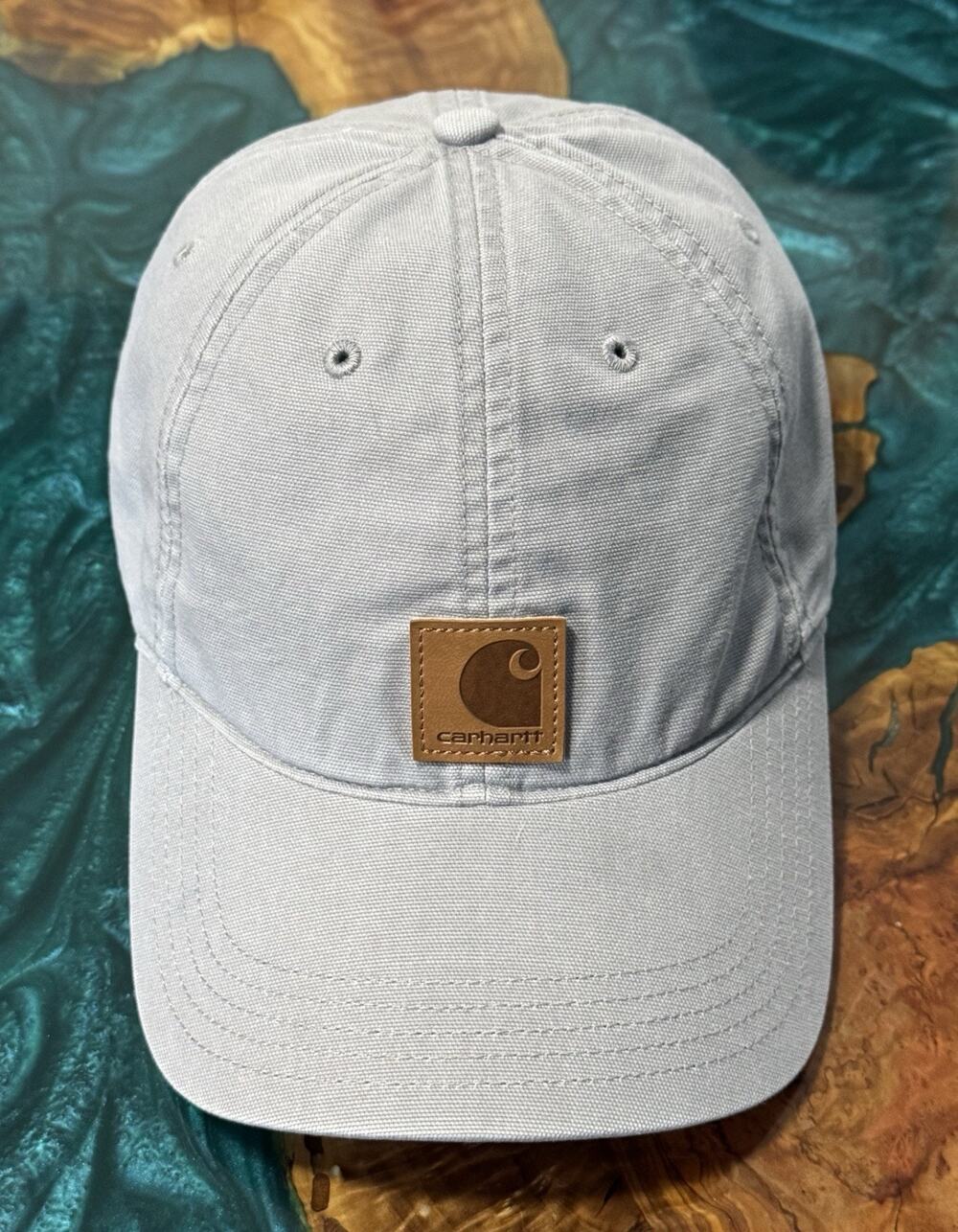 Carhartt Hat Mens Gray Patch Logo Dad Cap Back Strap Adjustable One Size Canvas